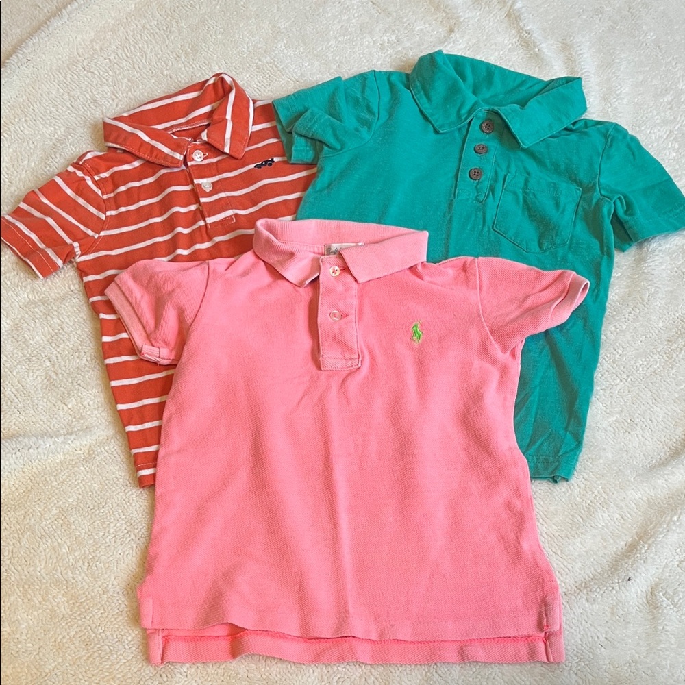 Polo by Ralph Lauren Kids Polo Shirts - Pink, Green, and Red Stripes